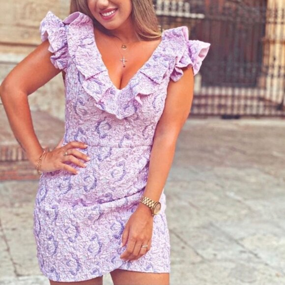 Zara Shimmery Lilac Ruffled Mini Dress Size XS - Picture 3 of 13